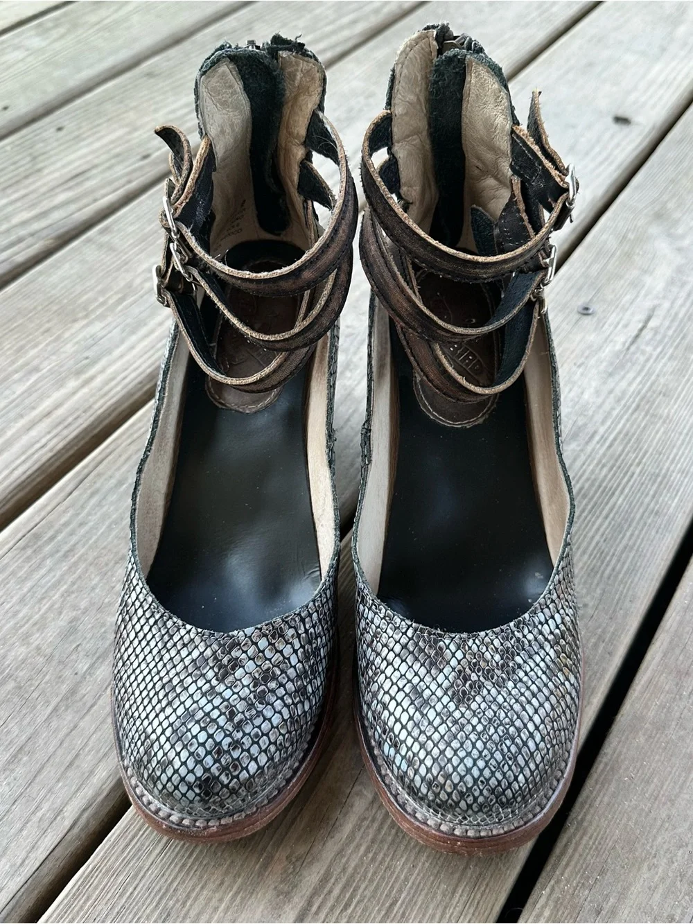 Freebird by Steven Randi Blue Multi Snake Python Heel 9